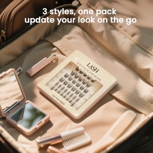 All You Need Self Adhesive Glue Free lash clusters Easy Removal Lash Kit three styles in one set with 38 clusters travel pack on the go kit