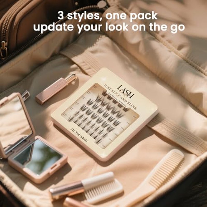All You Need Self Adhesive Glue Free lash clusters Easy Removal Lash Kit three styles in one set with 38 clusters travel pack on the go kit