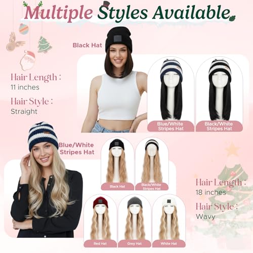 SEGOHAIR 18 Inch Wavy Synthetic Beanie Wig with Hair Extension - Ash Blonde Mix Bleach Blonde #18P613