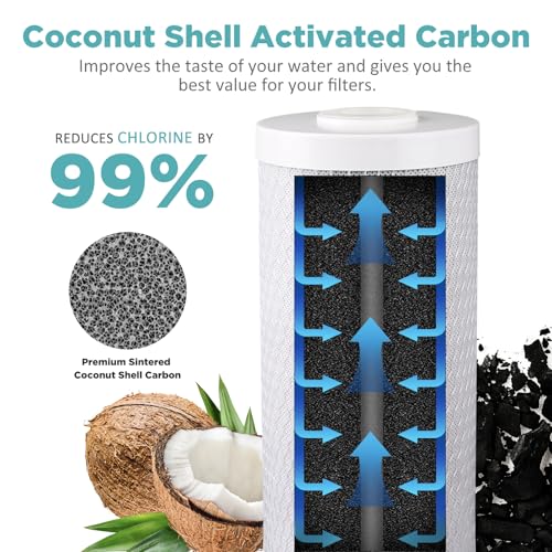 2 Pack 20-Inch x 4.5-Inch CTO Carbon Water Filter Cartridges - 5 Micron, Whole House Filtration