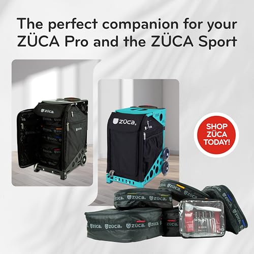 ZUCA Pro - Black Standard Packing Utility Pouch Set - Durable, Spacious Cosmetic Storage Solution, Clear TSA Approved Toiletry Bag For Travel & Professional Use