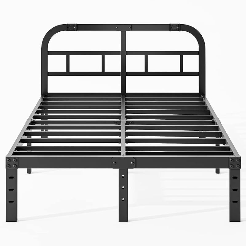 Queen Heavy Duty Metal Platform Bed Frame with Headboard - Sturdy Steel Support