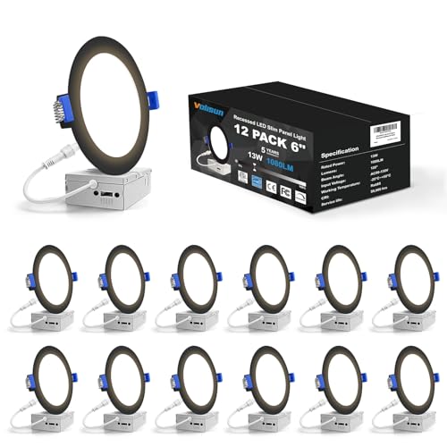 VOLISUN 6 Inch Recessed LED Downlight Black 5CCT, 3W Eqv 120W, Dimmable
