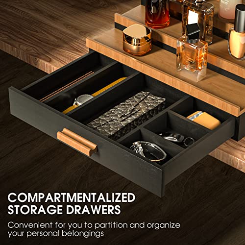 Sephyroth Black Walnut 3-Tier Cologne Organizer with Drawer Storage for Men
