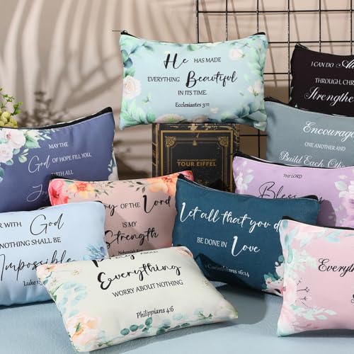 Jetec 30 Pcs Morandi Christian Makeup Bags - Bible Verse Gift Set for Women