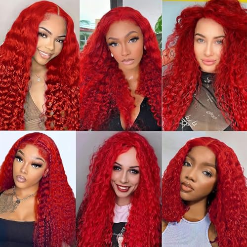 Red Deep Wave Human Hair Extensions 20 22 24 Inch 3 Bundles Virgin Brazilian Weave