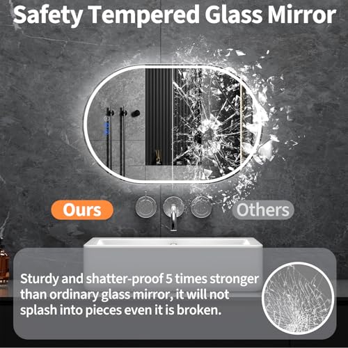 Oval LED Bathroom Mirror 20x28 Inch Frameless Lighted Mirror with Adjustable Brightness - Variation of THIS listing