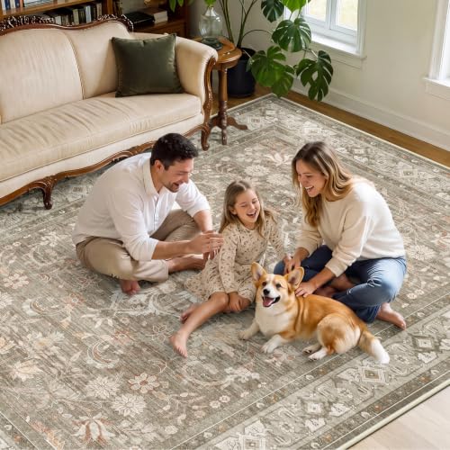SameBed 8x10 Vintage Washable Area Rug for Living Room - Brown