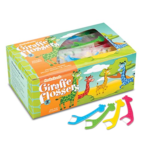 Practicon SmileGoods Giraffe Flossers Box of 200 - Individually Wrapped Dental Floss Picks