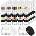 Meanplan 100 Pcs 2 oz Plastic Container Jars Clear Round Cosmetic Container with Lids, Plastic Jars with Screw Lids for Travel Storage, Kitchen Use, DIY Crafts(Black, White, PP)
