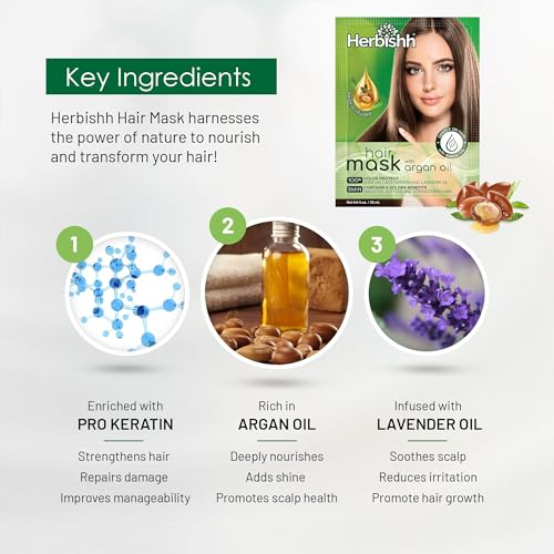 Argan Hair Mask for Dry & Color-Treated Hair 25ml Pack of 5 - Nourishing Deep Conditioner
