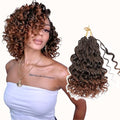 Aoisvk Prelooped GoGo Curl Crochet Hair 10 Inch Pack of 8 - 1B/30 Ombre Short Curly Pretwisted Water Wave Boho Hair Extensions