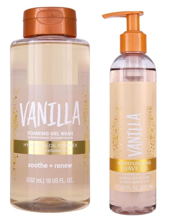 Vanilla Foaming Gel Wash & Moisturizing Shave Oil Duo - Hydrating & Nourishing Set