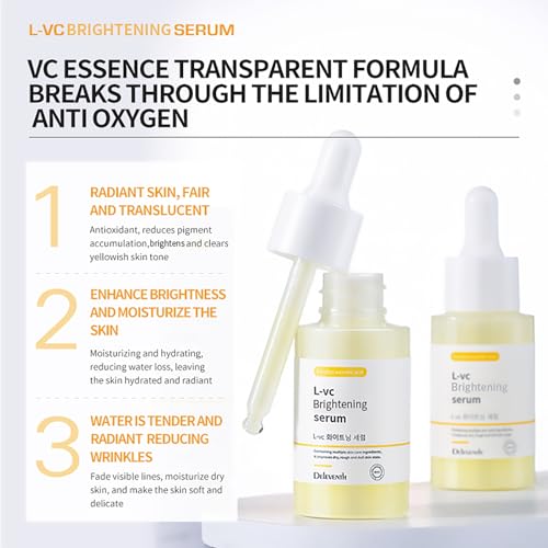 DEleventh Korean Brand Vitamin C Brightening Face Serum 37ml / with 3-O-Ethyl Ascorbic Acid, Niacinamide and ¥á-Arbutin, Reduce Dark Spots and Fine Lines, Enhance Elasticity, Hydrate, and Protect Skin