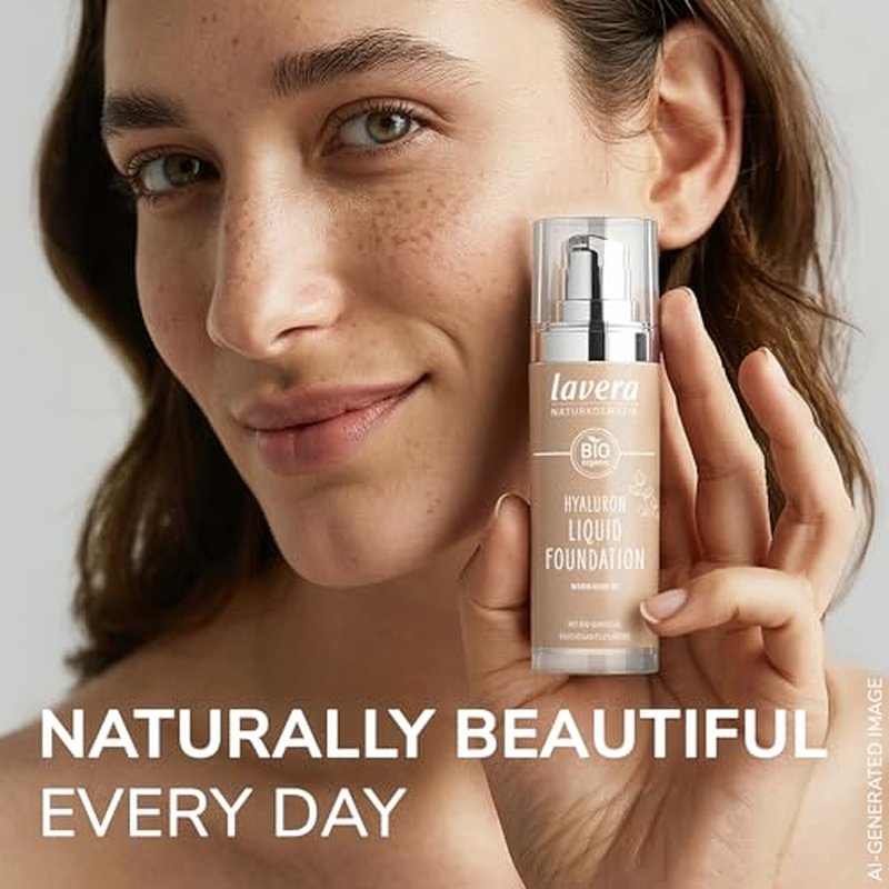 lavera Hyaluron Liquid Foundation - Warm Nude 03 - Foundation Make Up with Hyaluron & Almond Oil for a Flawless Complexion - Face Make Up - PETA Certified - Vegan - Made in Germany - 1 Fl Oz