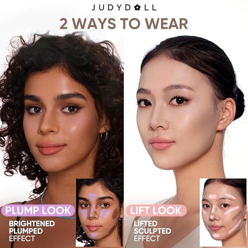 JUDYDOLL Liquid Contour & Under Eye Brightening,Highlighter, Buildable, Ultra-Blendable Contour, Face Contouring Liquid (02 Fair With Warm Undertones)