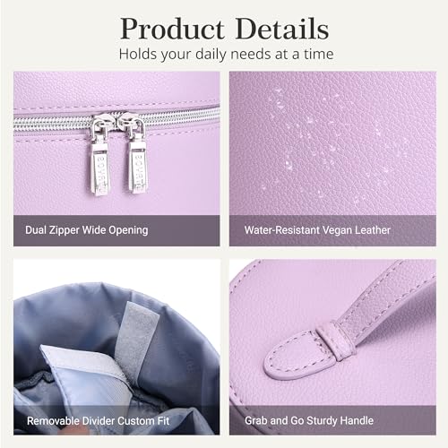Purple Vegan Leather Makeup Bag Vanity Case, Women’s Travel Cosmetic Organizer