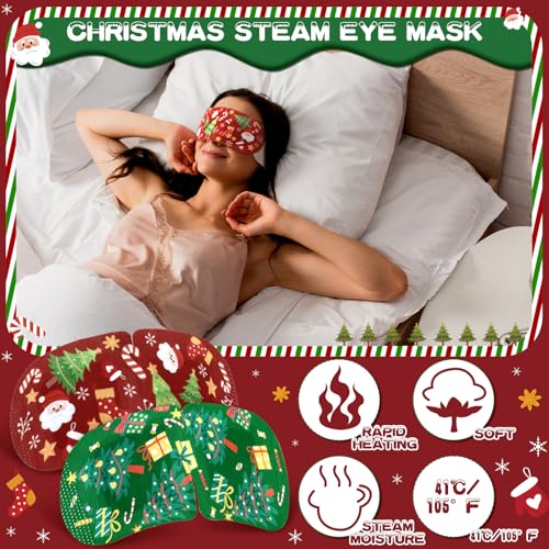 Christmas Steam Eye Masks Bulk - 90 Disposable Heated Eye Masks for Dry Eyes and Relaxation - Bonuci 90 Pack