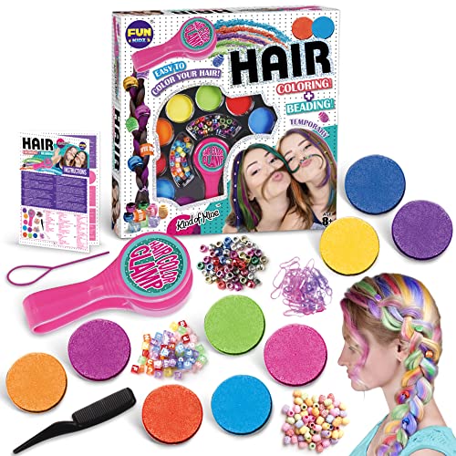 Kids Hair Braiding Kit with Colorful Chalk and Beads - Fun & Washable Hair Styling Set for Girls 8-12