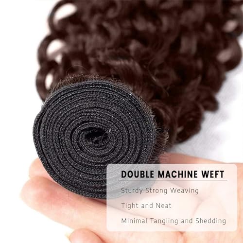 BOKIEOIE Brown #4 JC 34 Inch Curly Wavy Human Hair Bundle - Unprocessed Brazilian Virgin Extensions