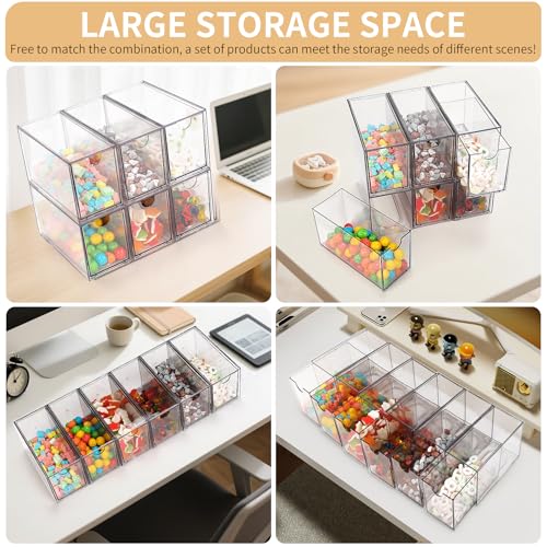 WUHUME A2 6-Piece Stackable Plastic Drawer Storage Organizer - Clear