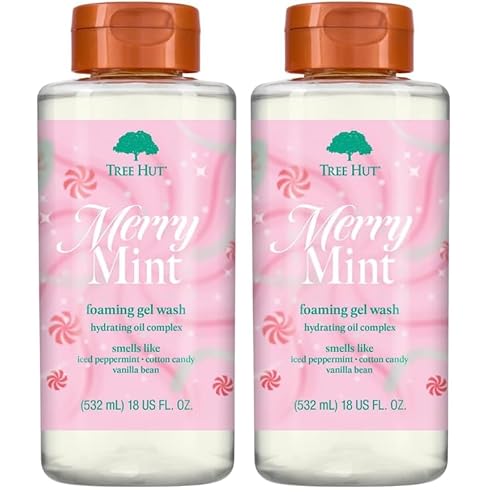 Tree Hut Merry Mint Foaming Gel Wash, Moisturizing & Hydrating Body Wash with Shea Butter, Gently Cleanses for Soft, Fresh & Radiant Skin, 18 fl oz (Pack of 2)