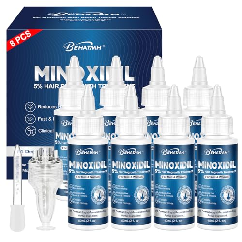 Hair & Beard Growth Serum with Minoxidil, Biotin & Castor Oil – 8-Pack for Thicker Hair & Beard