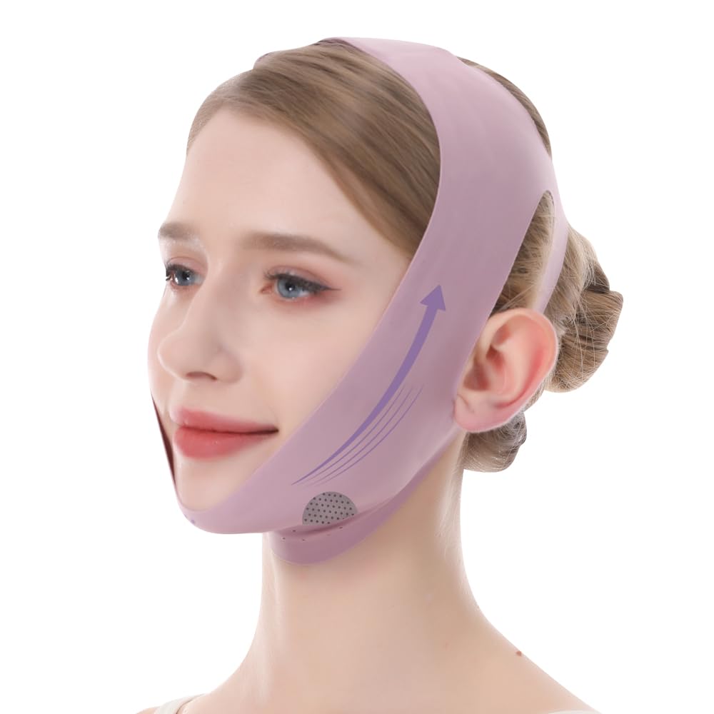 V-Line Lifting Mask & Chin Strap for Sleeping, Reusable Double Chin Reducer, Jaw Exerciser, Face Slimming & Sagging Prevention, Medium