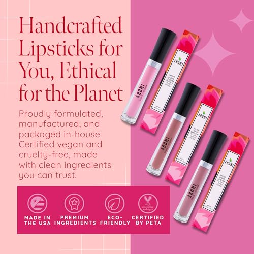 Aromi Baby Pink Matte Liquid Lipstick - Light Pink Lip Color for Women, Long-lasting, Velvety Finish, Waterproof, Vegan, Handmade (Baby Pink) | Baby Pink Lip Color, Matte Finish, Long-lasting, Long Wear, Light Pink Color