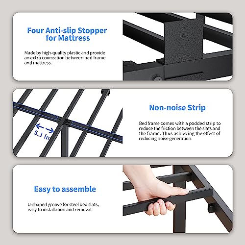 ROIL 14 Inch Twin Bed Frame with Rounded Corners, Heavy Duty Support & Under Bed Storage