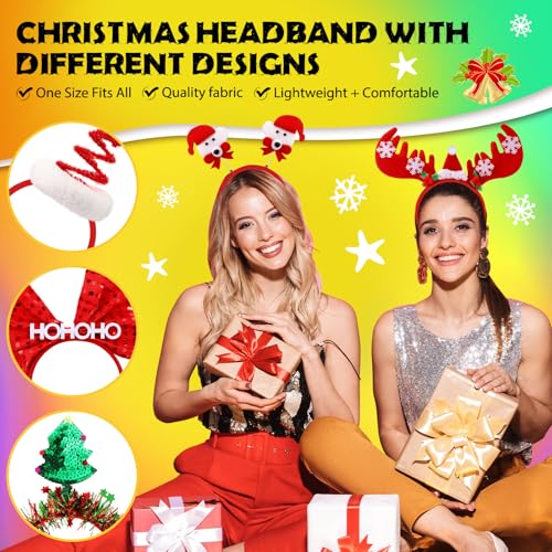 Retrowavy Christmas Headbands - Fun Holiday Hair Accessories Pack, 24 Pack