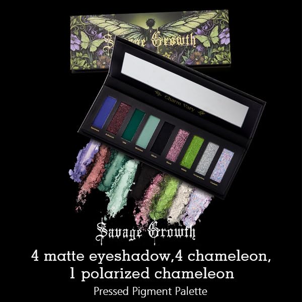 Multichrome Eyeshadow Palette with 9 Shimmer Matte Glitter Colors - Versatile Neutral Nude Makeup