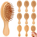 Mini Bamboo Hair Brush Pack - Oval 10 Count Travel Detangling Comb Set