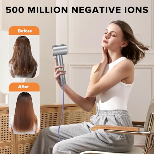 FRREGRN Professional Hair Dryer with Brushless Motor, Negative Ions, 3 Heat Settings, LED Lights, Lightweight & Travel Ready