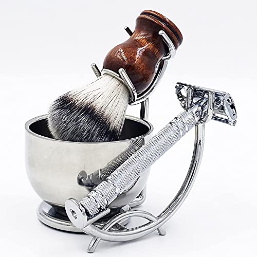 Shaving Stand and Double Stainless Steel Design Shave Soap Bowl - Forms Thick and Foamy Lather Quickly,Unbreakable and Rust Resistant for Smooth Wet Shaving