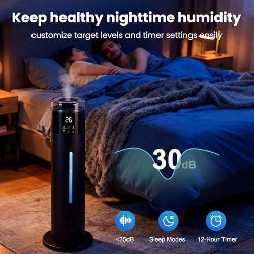 Decitiva Black 8L Ultrasonic Cool Mist Humidifier for Bedroom & Large Rooms