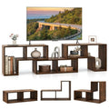 GIANTEX Brown Free-Combination TV Stand for 50-65 Inch Televisions, 3-Piece Media Console with Storage Cubes