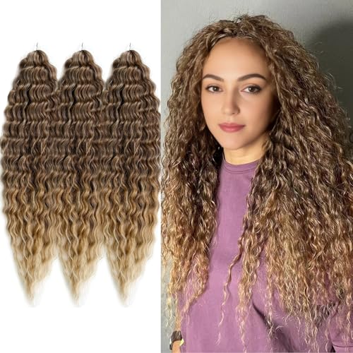 Ocean Wave Crochet Hair Extensions 22 Inch Loose Wave Braiding Hair - T10/42 - 3 Packs