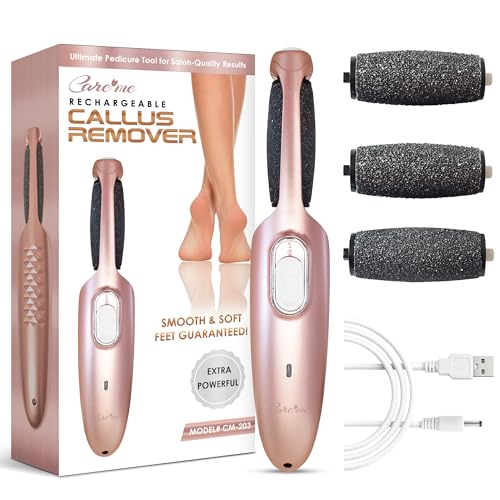Powerful Electric Callus Remover Wand ? Rechargeable Foot File, Grinder & Scrubber - Removes Dead, Hard Skin & Calluses ? Best Pedicure Tool for Soft, Smooth Feet for Men & Women (Rose Gold)