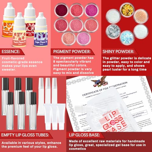 Lip Gloss Making Kit, Lip Gloss Kit, Diy Lipgloss Set, Fun Make Your Own Lipgloss Kids£¬Party Birthday Gifts for Girls, Women, Moisturizing Lip Gloss Base