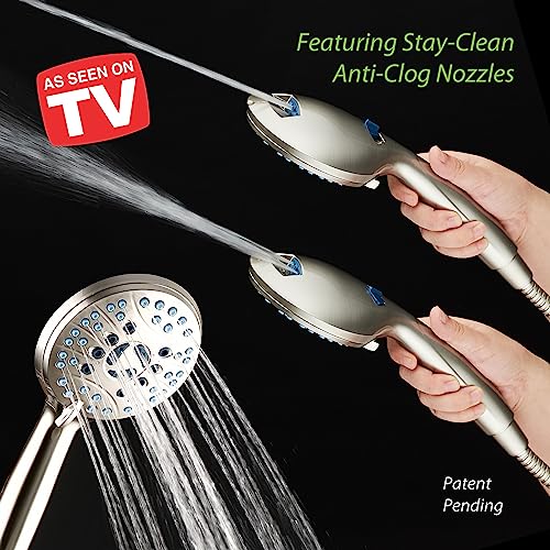 AquaCare 50-Mode High Pressure Shower Head Combo with Arm & 2.5 GPM Satin Nickel