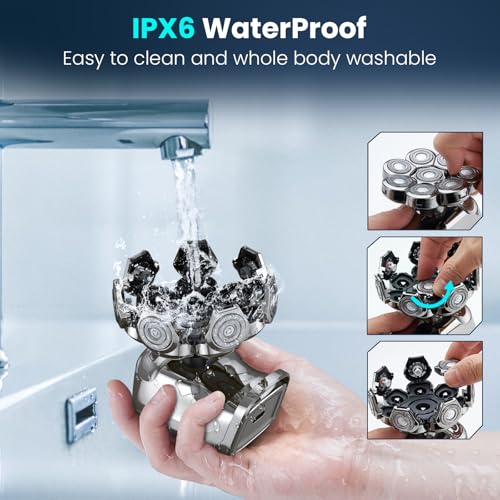 Phisco Electric Head Shaver for Men Gunmetal - Fast Charging Bald Shaver with 8D Floating Heads