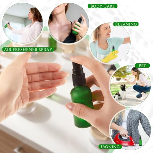 Roshtia 30 Pcs 1 oz Green Frosted Glass Spray Bottles - Refillable & Leakproof