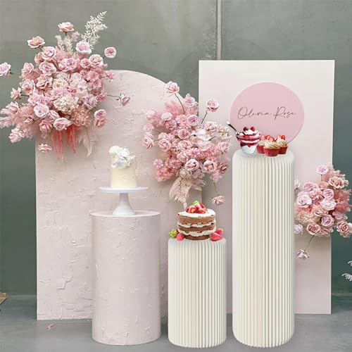 Havenlux Round 5-Pack Foldable Cylinder Pedestal Stands for Party Decor, Wedding & Event Backdrops