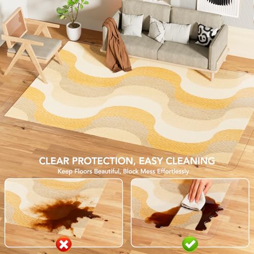 Clear 5x8 Foot Waterproof Non Slip Floor Mat for Dining & Kitchen