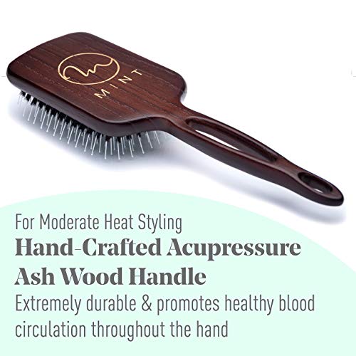 MINT Eco-Friendly Boar Bristle Paddle Hair Brush 133x83mm for Women
