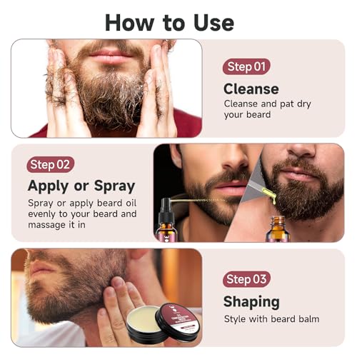 Men's Beard Growth Kit & Balm with Biotin, Natural Oils - MistySprite