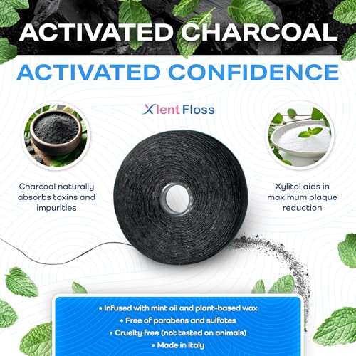 Expandable Charcoal Dental Floss Refill Mint 656ft - Xlent