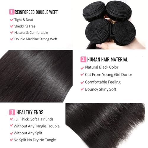 Human Hair Bundles 8 10 12 14 Inch Straight Hair Extensions - Queenset