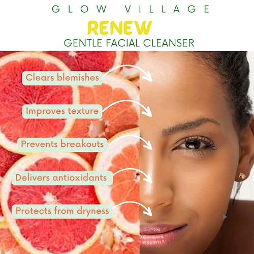 Renew Gentle Facial Cleanser with Botanical Hyaluronic Acid | Vegan, Organic | Deep Cleansing, Blemish-Fighting | For Sensitive and Combination Skin| Fragrance Free | 4 oz